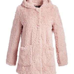 Rose Pink Faux Fur Coat - Kenneth Cole XS